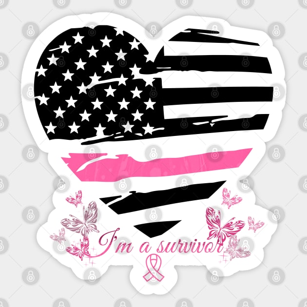 I'm A Survivor Breast Cancer Awareness Heart Sticker by mythikcreationz